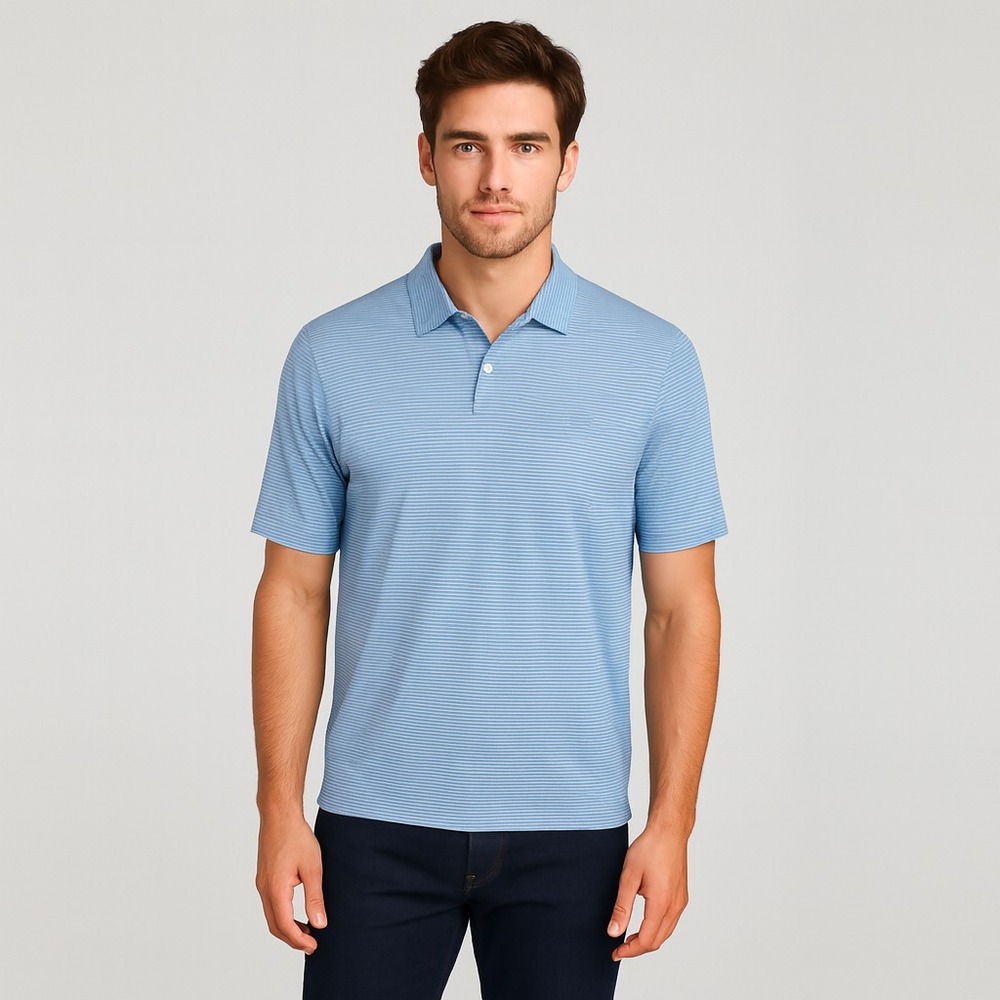 Vineyard Vines Polo Shirt XXL Blue White Stripe‎ Brrr Cooling Golf Performance